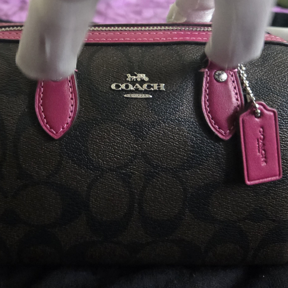 Coach Signature Brown and Pink Handbag